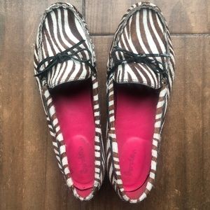 Zebra skin slip-ons